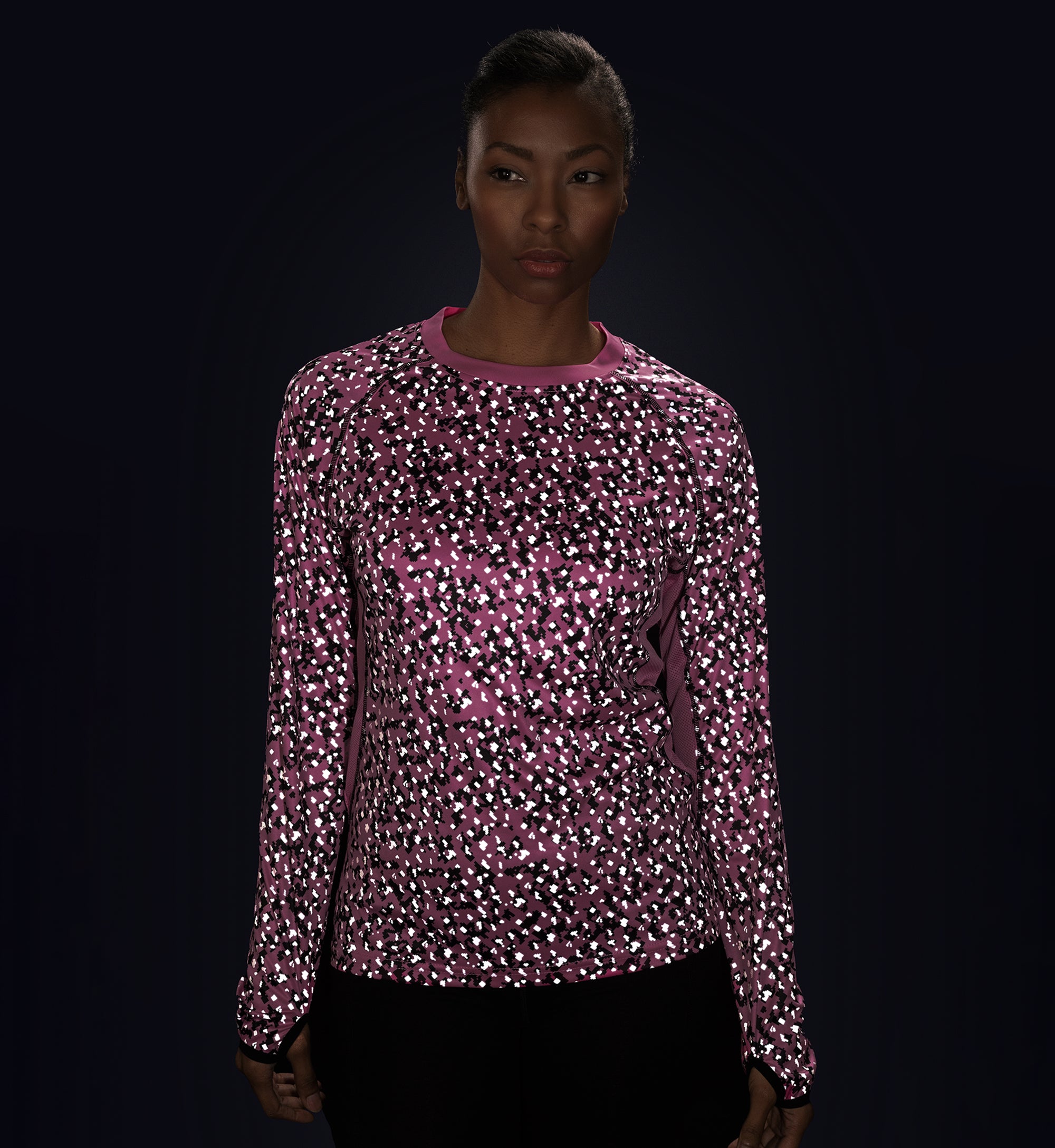 Pink and black hot sale long sleeve shirt