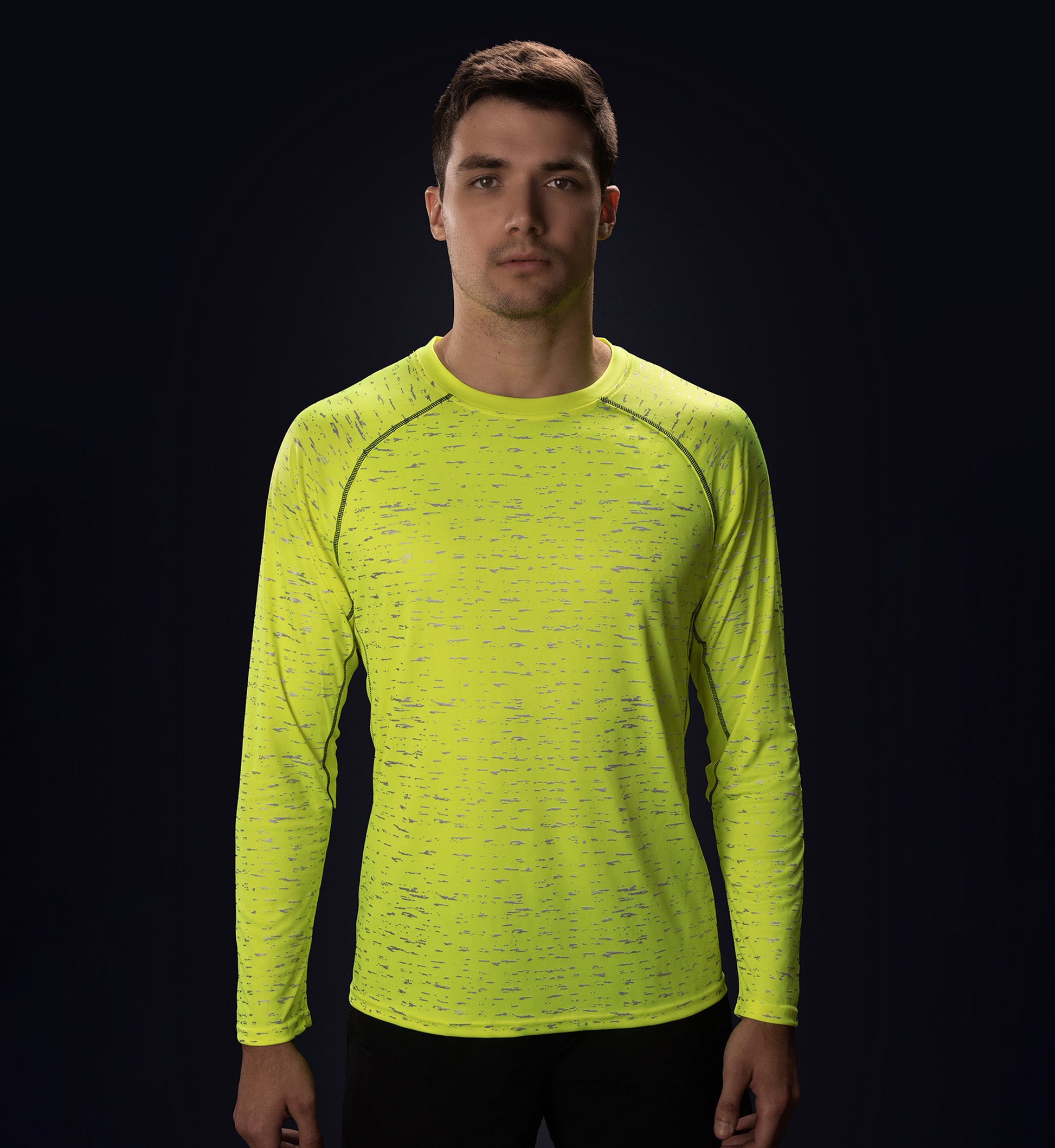 Men's Long Sleeve Reflective Running Shirt - Lime SM