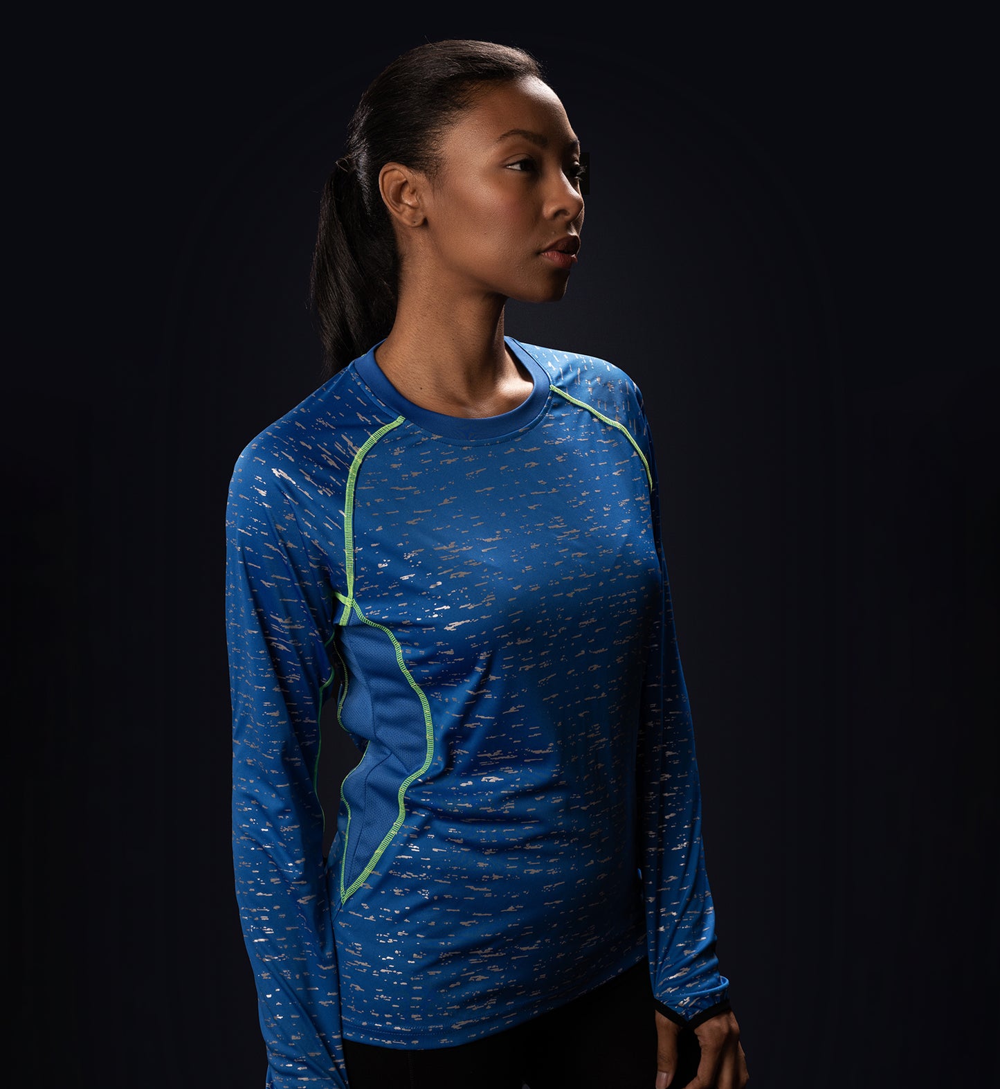 Women's Blue Long Sleeve Reflective Running Shirt – WildSpark™